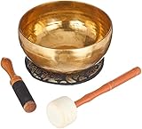 Lotus-Box 3 mit Buch: Klangschale (800-900g), Unterlage 18cm schwarz Drachen, Klöppel Holz/Leder schwarz Größe L, Klöppel Holz/Filz Größe XS, Box ... Banderole. Buch: Die Kraft der Klangschalen