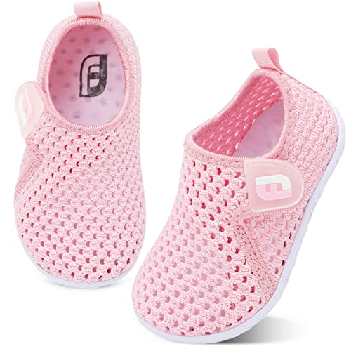 Baby Boys Girls Water Sports Shoes Barefoot Kids Aqua Sneakers Beach Swim Shoes Mesh Light Pink 12-18 Months Infant