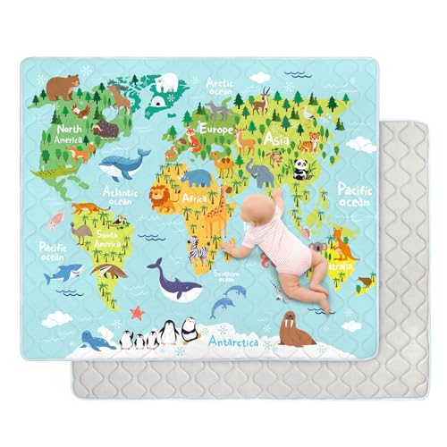 Tapis d'éveil bébé lavable en machine et antidérapant de 2cm