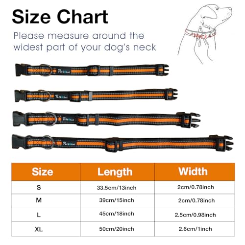 Image of Reflective Adjustable Pet Collar for Dogs and Cats - Durable Nylon Strap with Heavy-Duty Buckle | Comfortable and Safe for Walking and Training in Multiple Colors & Sizes (Yellow, Large)