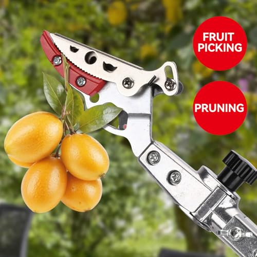 Image of LeafLux Tree Pruner for Garden, Cut Capacity 1 /2 Inch & Hold Pole Pruner, Lightweight Fruit Picker with Non-slip handle, Long Reach Tree Branch Cutter with Aluminum Pole, 4.2 FT| LFX112