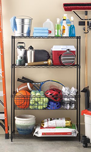 Whitmor 6310-7205 4-Wire Shelving Unit, Metal Storage Shelves With Basket thumb #1