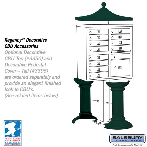 Salsbury Industries 3312Grn-U 12 A Size Doors, Green Type Ii Cluster Box Unit Mailbox #TOP4