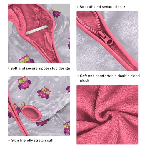 OTVEE Cute Owls Birds Dots Kids Hoodie Jacket Fall Spring Full Zip Warm Outwear Coat3