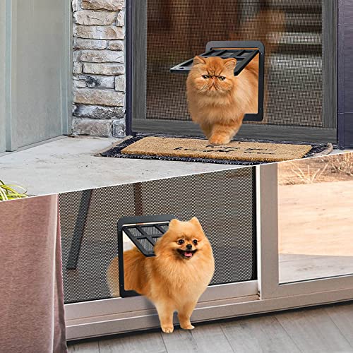 PETLESO Haustierklappe für Fliegengitter Hundeklappe mit Magneten Katzenklappe Fliegengittertür Einfache Installation für Katzen/Hunde-Schwarz (21cm x 24.5cm)