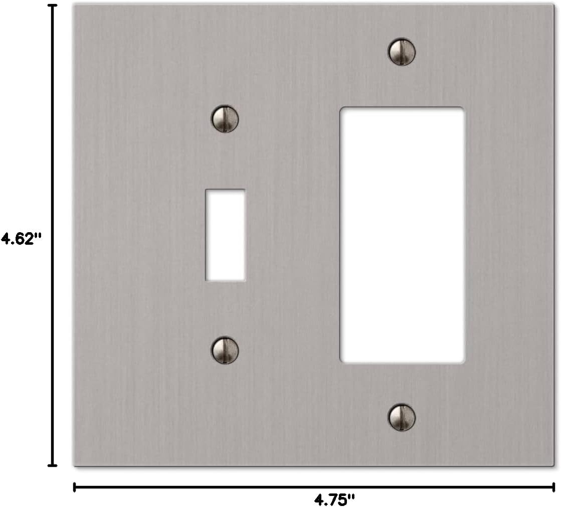 Amerelle 55TRBN Elan Wallplate, 1 Toggle / 1 Rocker, Cast Metal, Brushed Nickel, 1-Pack