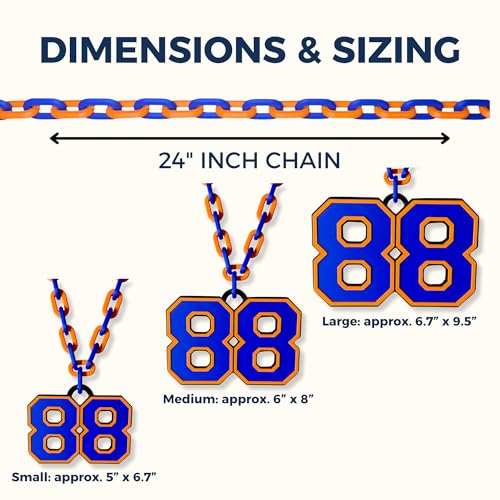 Personalized Sports Number Chain Necklace – Oversized 32” Custom Two-Digit Pendant – Smooth Links – Show Your Team Pride3
