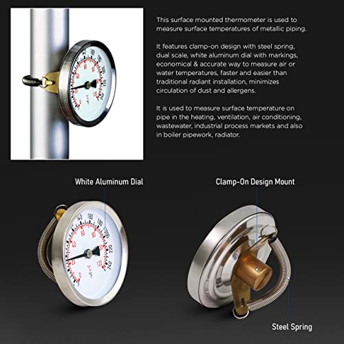 Raven 1 Soravwht-1 Strap-On Thermometer With Chrome Plated Case, Circular Dial, Clamp-On Design With Steel Spring, Dual Scale, Easy To Install Black 2-1/2 Inch #TOP4