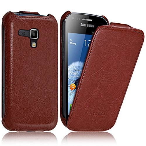 KARYLAX Seluxion - Housse Etui Coque Rigide à Clapet pour Samsung Galaxy Trend Couleur Marron + Film de Protection