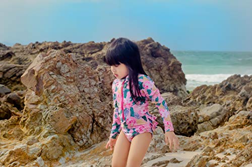 Tame The Sun Long Sleeve Swimsuit For Girls, Upf 50+, Ages 3-12 - Frills, One Piece Rash Guard Girls Bathing Suit (Pink, 8) #TOP5