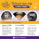 Sensationnel Curls Kinksandco Kinkyedges Kinky Body Wave HL280/44 Peruka, długość 35 cm, koronkowy front 33 x 15 cm, naturalna faktura włosów z wyraźną linią włosów, dla tekstur od 3C do 4C