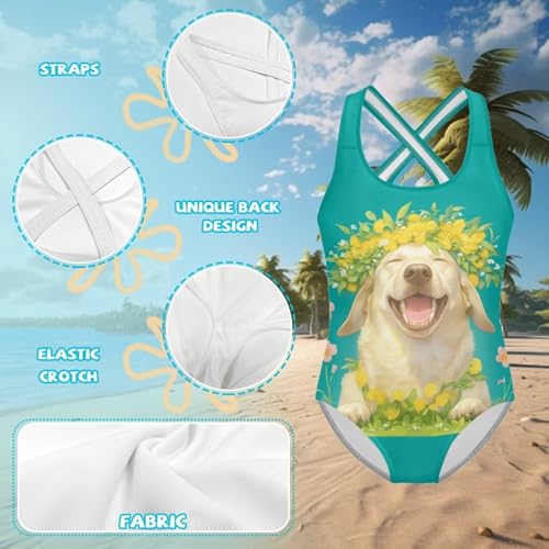 Image of One Piece Swimsuit Girls Cross-Back Bathing Suit 5-14Y Kids Swimwear Cute Swimsuits Sleeveless Bathing Suits