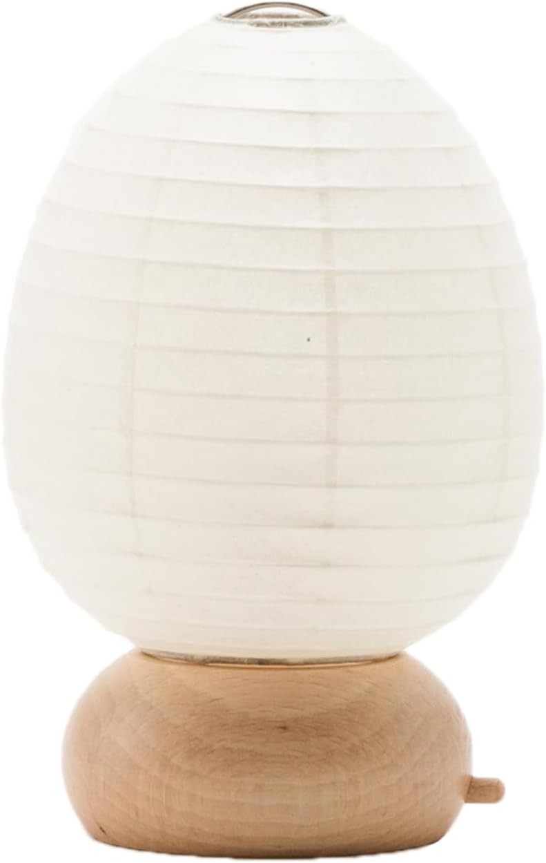Cocolan Japanese Lantern Paper Lamp - Oval Table Lamp - Cordless LED Mini Bulb - Handmade in Japan