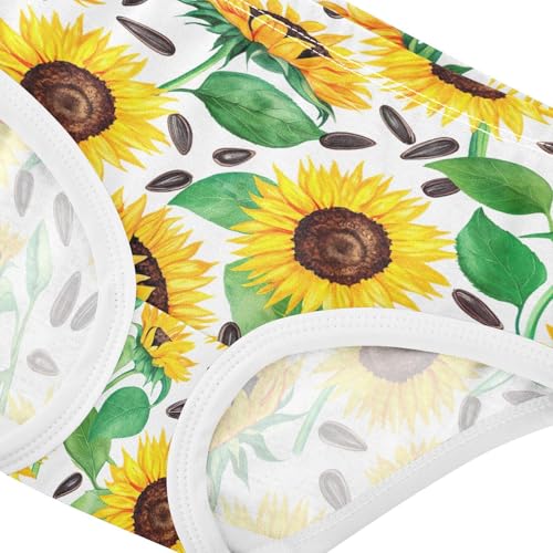 Joisal Cartoon Toddlers Underwear Floral 2t Cotton Panties for Girl Yellow Watercolor Sunflowers White Underpants Briefs4