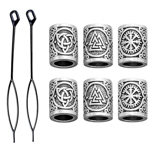 Nify Bartperlen Und Wikinger Haarschmuck Männer Damen Nordische Bartperle Für Dreadlocks Zöpfe Bartschmuck Haarschmuck Mit Keltischen Knoten Und Runen Vintage Bartperlen Set