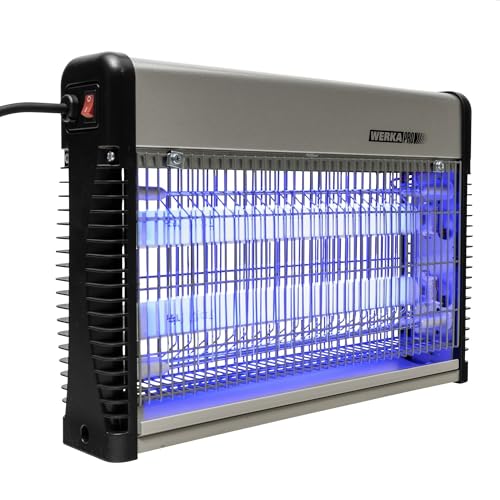 WERKA PRO Destructeur d'Insectes en Aluminium 20 Watts - 2 Tubes UV Inclus - Surface Couverte 80 m² - Tiroir de Collecte Amovible - Faible Consommation...