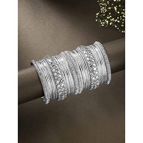 Aheli Ethnic Colorful Metal Bangles Chudha Set Stone Studded Bangle Set Indian Wedding Wear Fashion Jewelry Gift for Women3