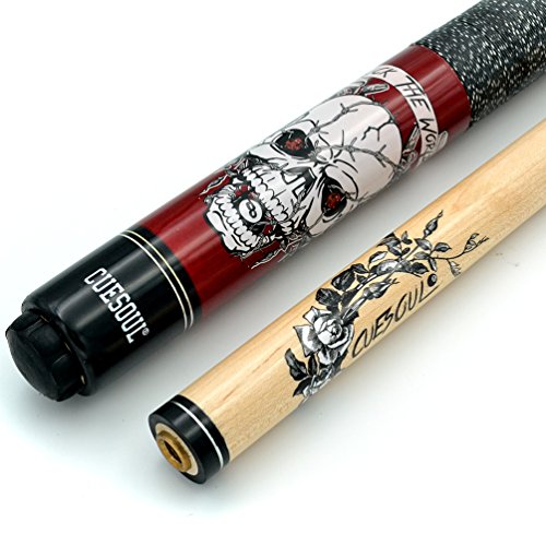 Cuesoul 57 Inch 21Oz 1/2 Maple Pool Cue Stick Kit- Rock The World Stylish Pattern Cue Design In Red Paint #TOP4