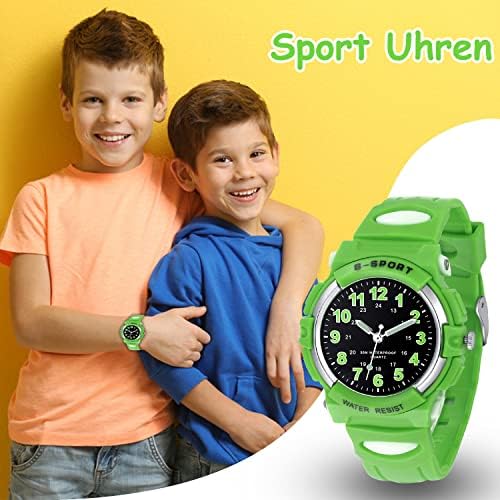 Montre Enfant Garçon Fille Analogique - Étanche 3ATM, Bracelet Caoutchouc, Mouvement Japonais - 5-16 Ans