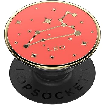 PopSockets PopGrip Extendable Base and Grip with Interchangeable Top for Smartphones and Tablets - Enamel Zodiac Leo
