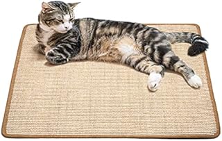 Cat Scratching Mat, Natural Sisal Mat, Sisal Pad for Cat Grinding Claws, Protect Carpets, Sofa and Furniture (M,60x40cm, Khaki)