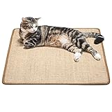 PETTOM Kratzmatte Katze Kratzteppich Sisal (60x40cm) Kratzbretter Boden rutschfest und verschleißfest schützt Teppiche und Sofas