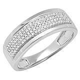 Dazzlingrock Collection 0.40 Carat (ctw) Sterling Silver Real Round Cut Diamond Men's Flashy Pinky...