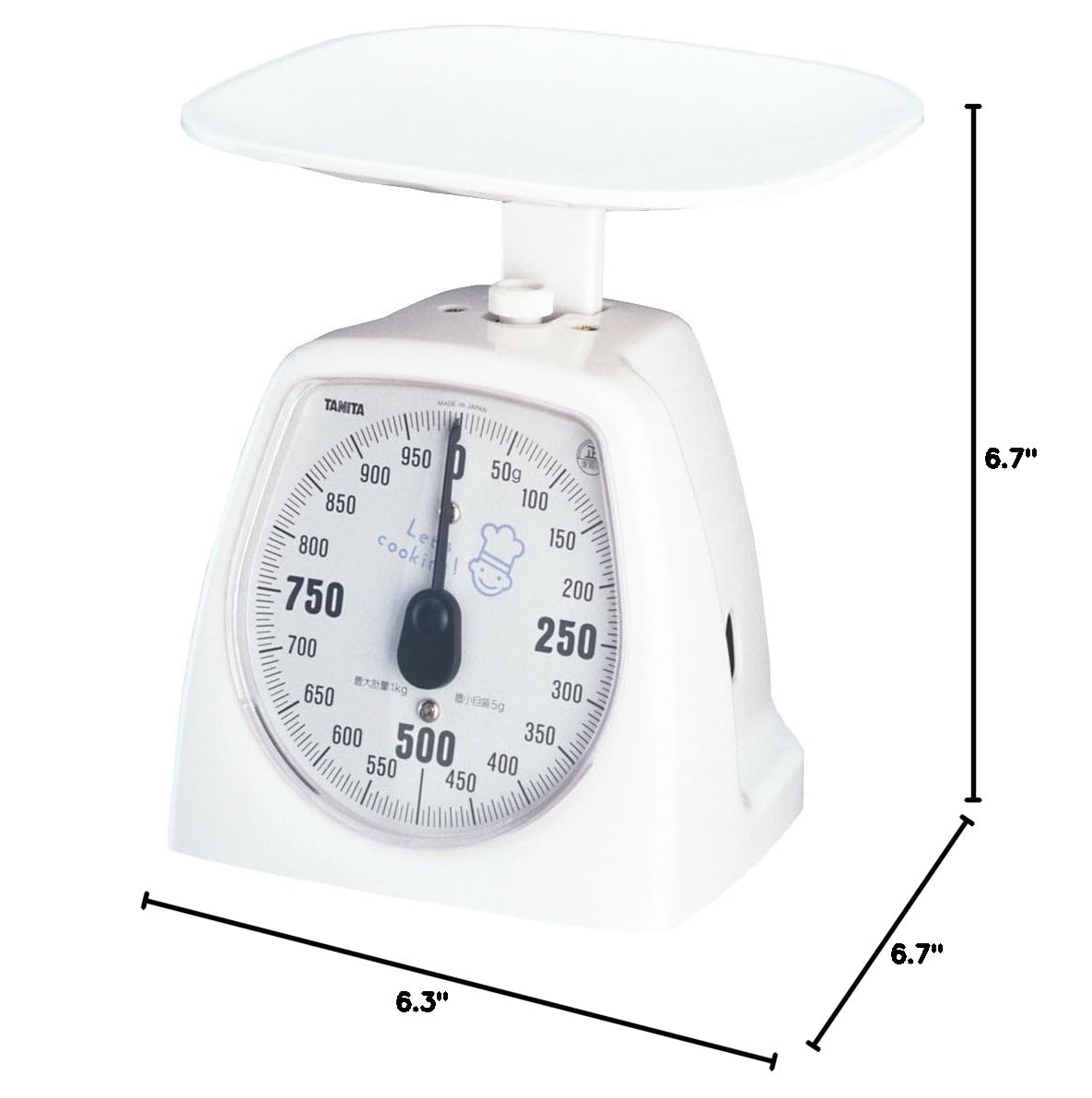 Tanita 1437-NWH Cooking Scale, Kitchen Scale, Cooking, Analog, 2.2 lbs (1 kg), 0.1 oz (5 g) Unit, White