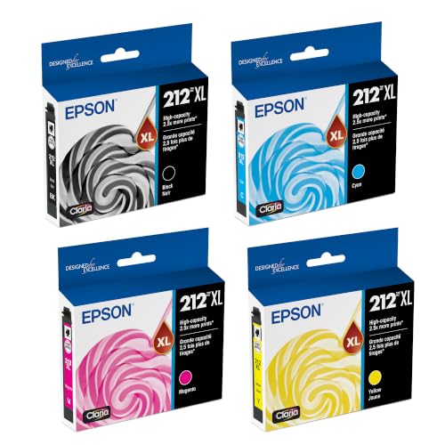 Image of Epson 212XL Black /Cyan /Magenta /Yellow Ink Cartridges 4 /Pack Bundle | Works with XP-4100, XP-4105, WF-2830, WF-2850