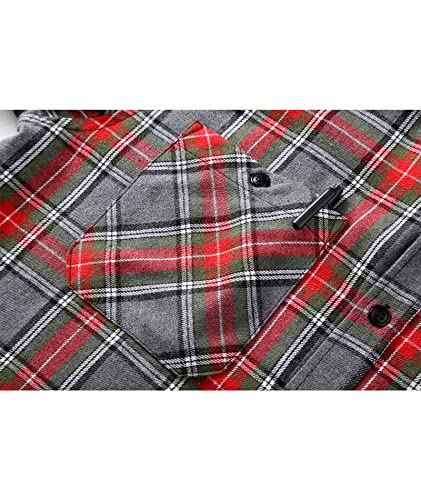 Image of SCODI Mens Flannel Hoodie Shirt Casual Button Down Plaid Long Sleeve Shirts
