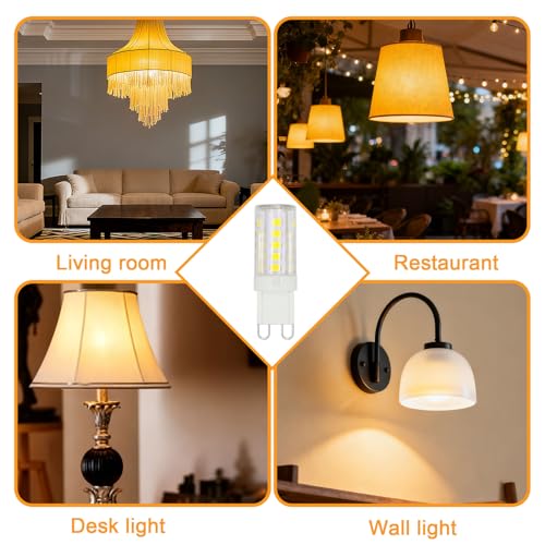G9 LED Bulbs 5W Warm White G9 Light Bulbs Equivalent to 40W-50W Halogen 3000K CRI>80 500LM 360° Beam Angle No Flicker Non-Dimmable Energy Saving for Home Lighting Decor Chandelier Ceiling, 6 Pack - Image 6