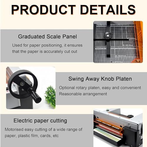 Heavy Duty Electric Paper Cutter - Industrial & Desktop Machine, 0-300mm Cutting Width, Max Thickness 40mm, Ideal for Cardstock, Leather, Office & Home Use