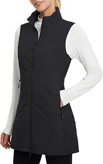 baleaf Women's Long Puffer Running Vest: Extended Coverage, Water-Resistant Winter Layer