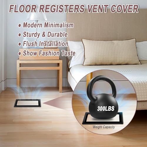2 Pack Adjustable Floor Register 4" x 12", Matte Black Heavy-Duty Metal Vent Covers, High Airflow (95%+), Flush Mount Low-Profile Design for Floor & Wall, Decorative Vent with Tray by Zejoot - Image 5