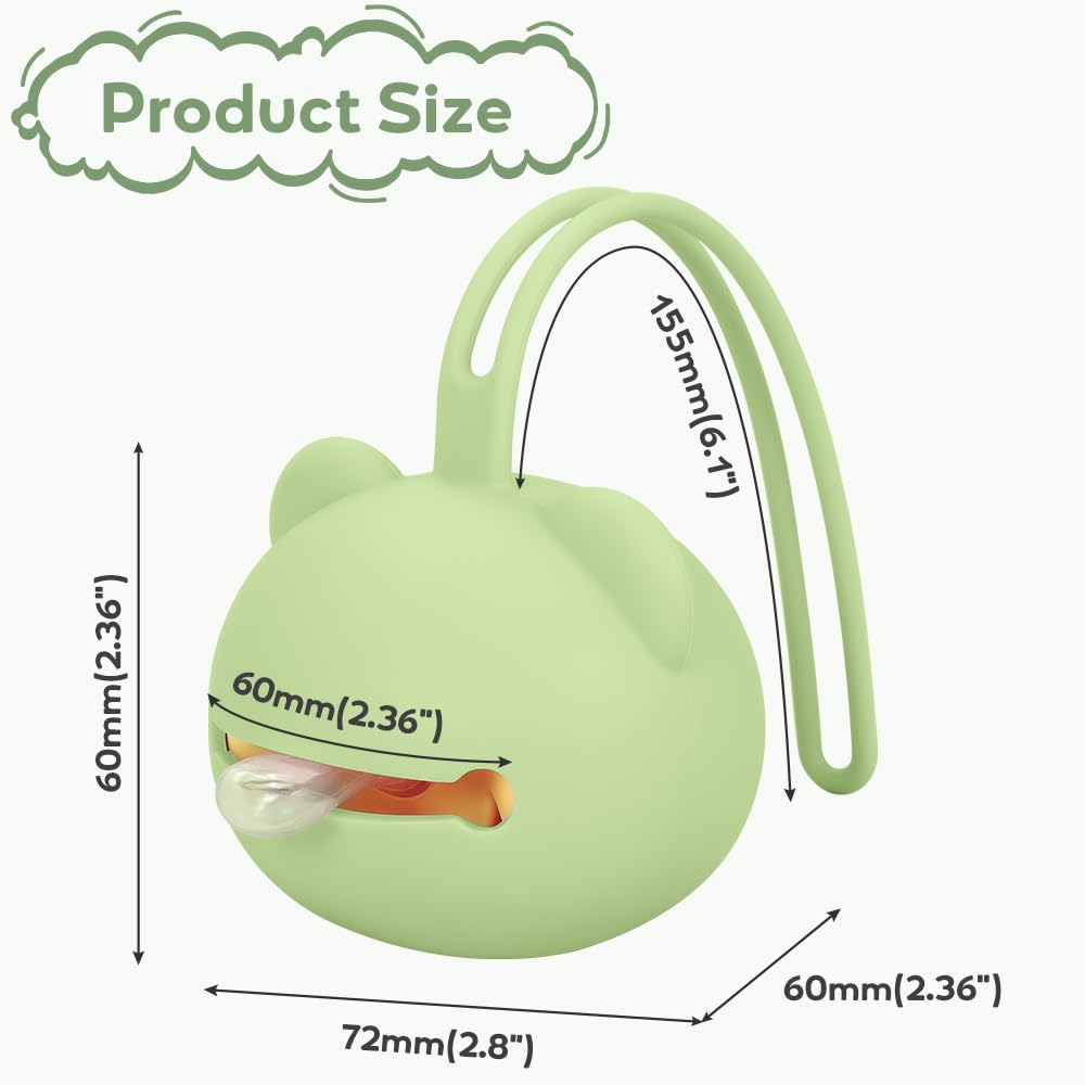 Lot de 2 Boite a Tetine Bebe Silicone pour Bébé, Boite a Sucette Bebe Sans BPA en Silicone pour Sucette, Range Portable Tétine Bébé pour Voyage- Bleu et Vert