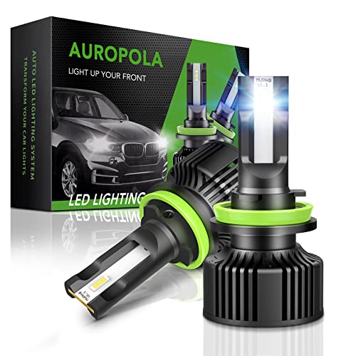 AUROPOLA LED Headlight Bulbs, 14000LM 6500K Low Beam Light, H11/H8/H9 Headlight Bulbs/Fog Light, Super Bright,Powerful Fan with 200% Heat Dissipation,1+1 One Piece Patent Design,10 Mins Installation