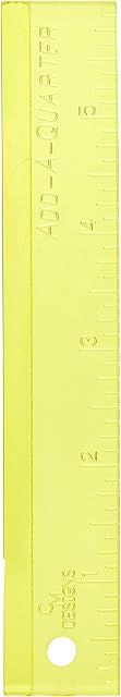 CM Designs Add-A-Quarter Ruler-6-inch, Yellow, 6"