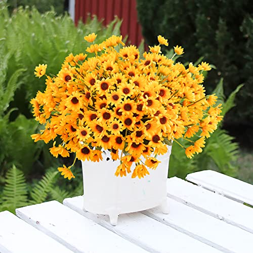 Uieke 6 Bundles Sunflowers Artificial Flowers Daisy Mums Fake Flowers Outdoor Uv Resistant No Fade Fall Flowers 24 Stems Greenery Shrubs Indoor Outside Home Wedding Office Diy Garden Décor (Yellow) #TOP7