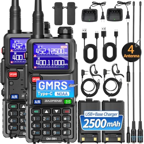 BAOFENG Radio GMRS Radio Handheld Long Range Rechargeable GMRS Repeater Two Way Radio with NOAA Weather Receiving