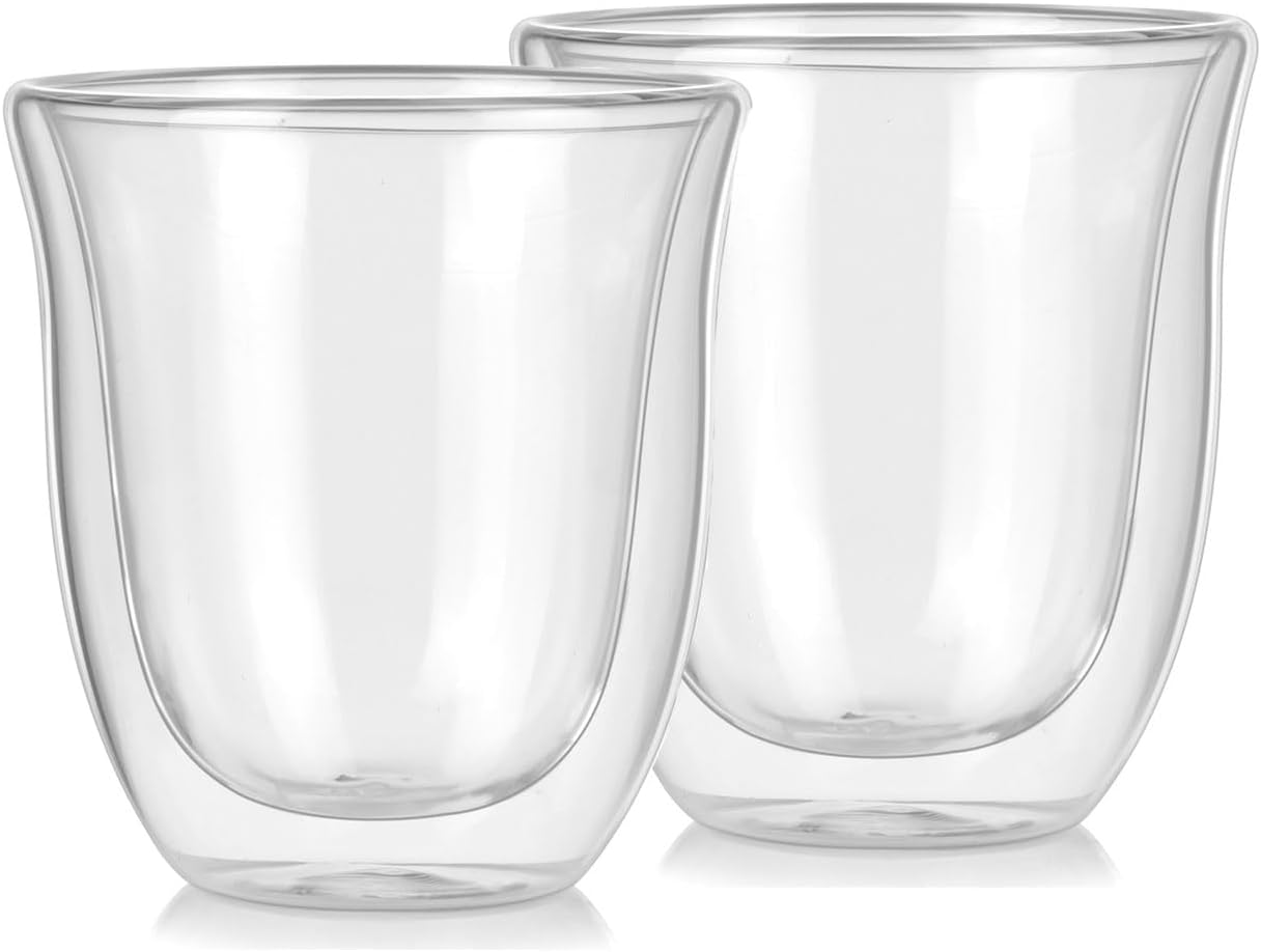 Youngever 2 Pack 160L Glass Espresso Ugs, Double Wall Thero Insulated Glass Coffee Cups