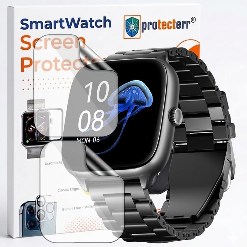 Image of PROTECTERR 2-Pack Screen Protector for Boat Storm Verge 1.72 inch Smartwatch - Flexible TPU Screen Guard, HD Clear, Anti Scratch, Bubble Free, Full Coverage Film - Not Tempered Glass