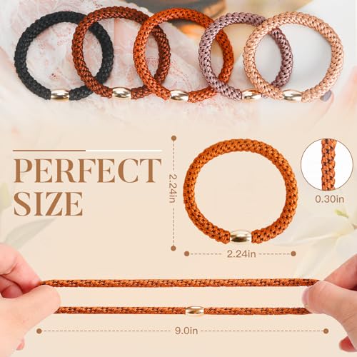 Image of FORENEE Hair Ties No Damage - 10PCS Ponytail Holders - Elastic Hair Ties for Thick Hair - Braided Hair Bands for Women Girls's Hair - Neutral