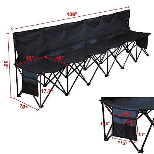 image for Yaheetech 6 Seats Foldable Sideline Bench for Sports Team Portable Cam