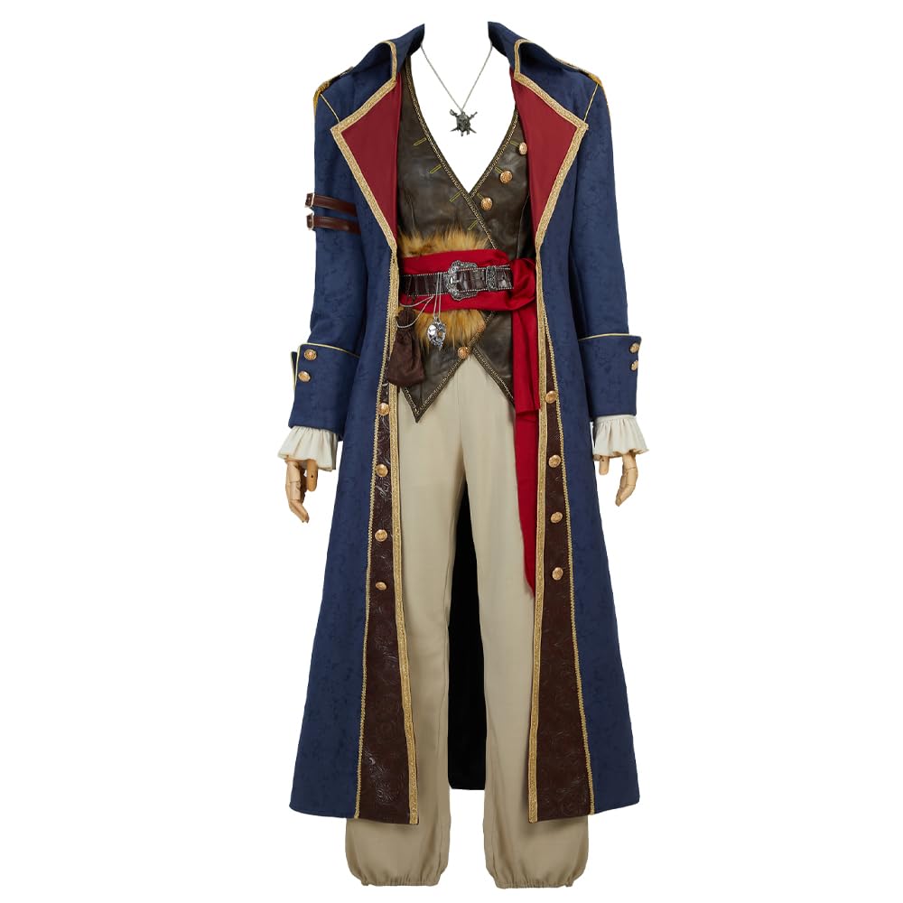 miccostumes Mens Pirate Captain Costume Deluxe Cosplay Embossed Suede Suit Coat Vest and Headscarf Belt Halloween Party