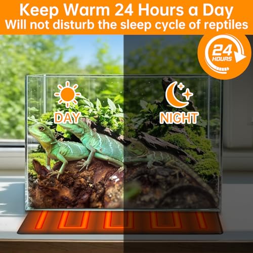 REPTI HOME Reptile Heat Pad 8x18 Inch 24W, Terrarium Heating Mat Under Tank, Reptile Heat Mat/Pad for Amphibians, Turtle, Lizard, Bearded Dragon, Hermit Crab, Frog, Snake