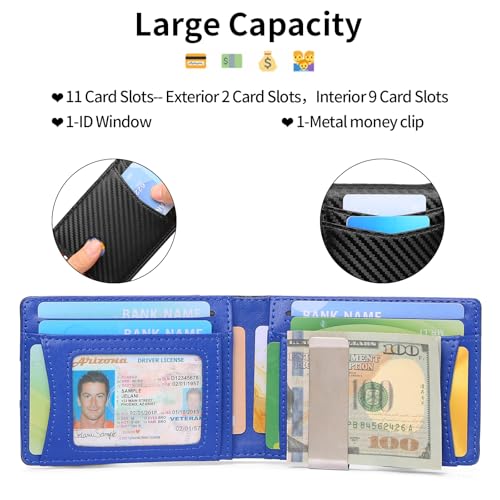 Slim Wallet for Men Bifold RFID Blocking Front Pockets Wallet Credit Card Holder Minimalist Leather Money Clip Mens Wallet with 12 card Slots3