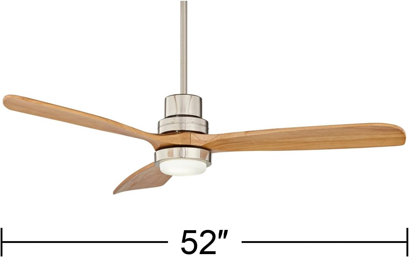 Casa Vieja 52" Delta-Wing DC Modern 3 Blade Indoor Ceiling Fan with LED Light Remote Brushed Nickel Natural Solid Wood for Cottage Core Living Kitchen House Bedroom Family Dining Home Kids Room