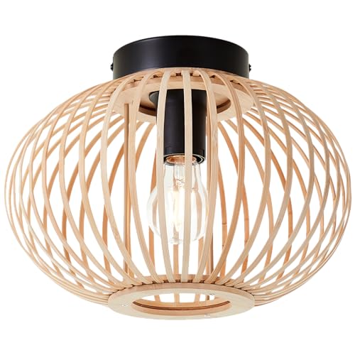 Lightbox Deckenlampe mit Bambus Gitter - Deckenleuchte Ø 30 cm - dimmbare Lampe für Wohnzimmer, Schlafzimmer & Flur - exkl. E27 LED