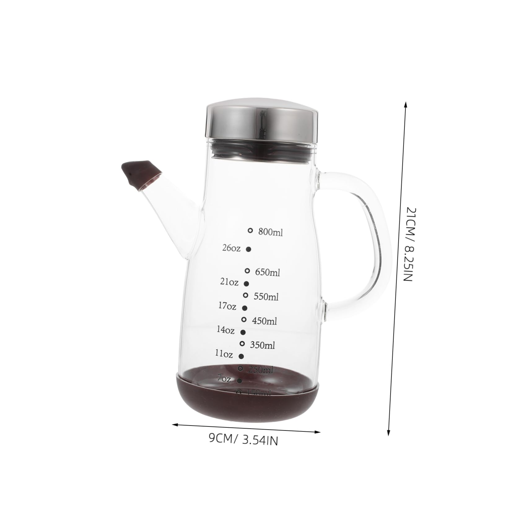 VALICLUD Große Ölflasche aus Glas mit Ausgießer Füllstandsmarkierung und Rutschfestem Boden für Öl und Essig in Küche