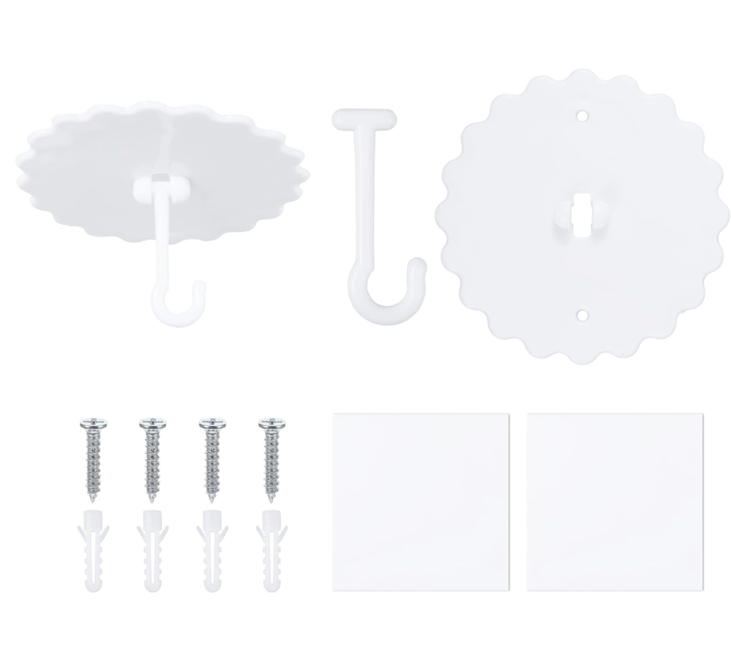 Elenviorina White 2 Set Ceiling Hooks For Bed Canopy & Mosquito Net, Plastic Dome Hanger With Strong Adhesive & Screws, Easy To Install Ceiling Hooks For Bedroom Decoration And Hanging Accessories(White)